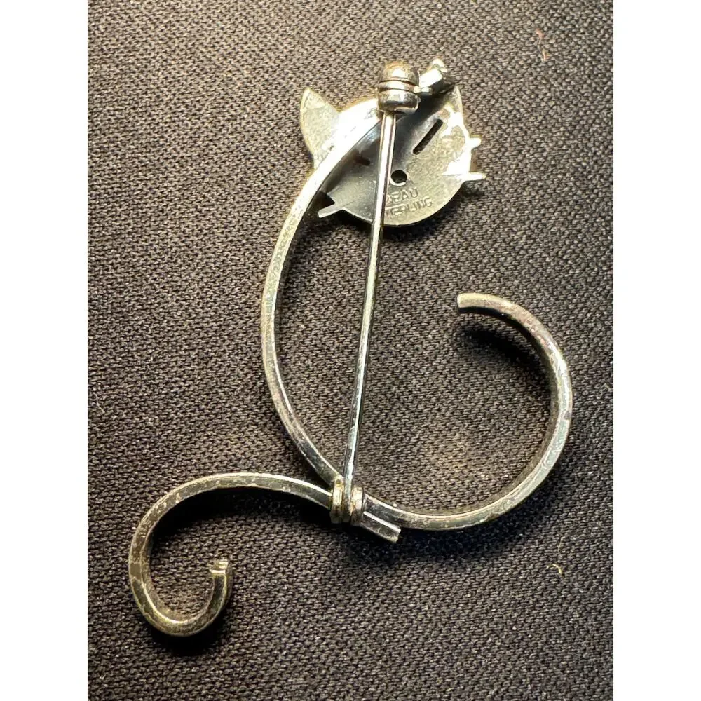 Beau Sterling Abstract Cat Brooch